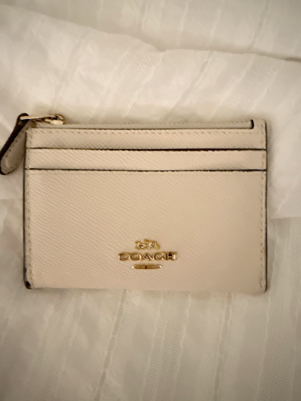 Coach Cream Leather Mini Skinny ID Case